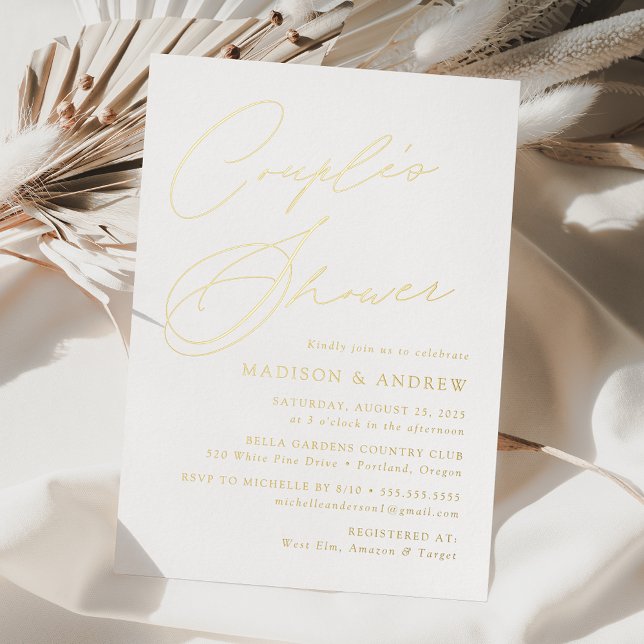 Modern Elegant Gold Script Couple's Shower (Creator Uploaded)