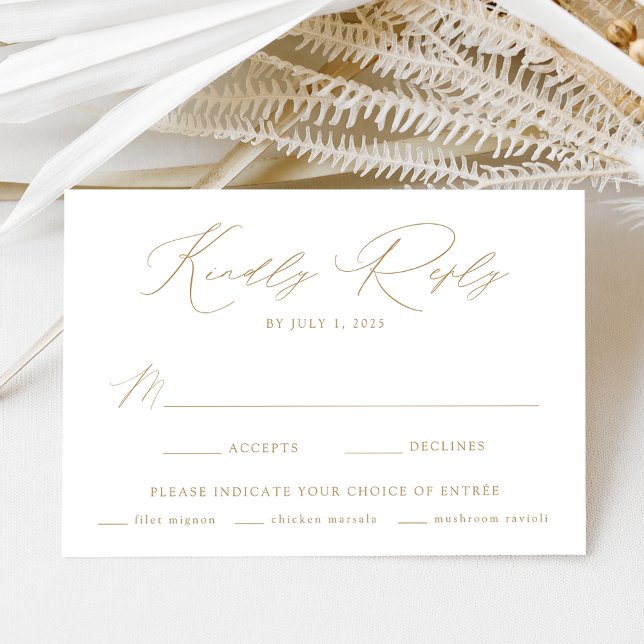 Modern Elegant Gold Script Meal Choice RSVP Card (Creator Uploaded)