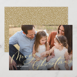 Modern Elegant Gold Script Merry Christmas Holiday Card