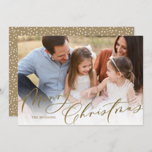 Modern Elegant Gold Script Merry Christmas  Holiday Card