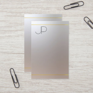 Modern Elegant Gold Silver Look Monogram Template Business Card