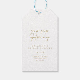 Modern Elegant Gold Sip Sip Hooray Bridal Shower  Gift Tags