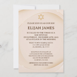 Modern Elegant Gold Star of David Bar Mitzvah Invitation