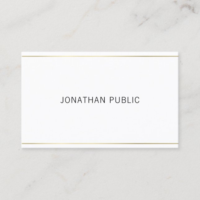 Modern Elegant Gold Striped Simple Professional Business Card (Front)