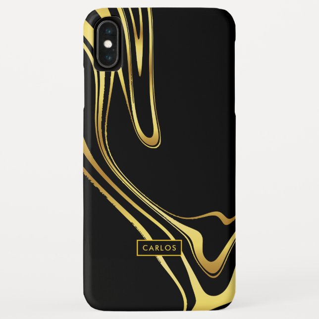 Modern elegant gold swirls on black Case-Mate iPhone case (Back)