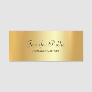 Modern Elegant Gold Template Handwritten Script Name Tag