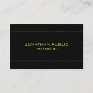 Modern Elegant Gold Text Black Professional Trendy Business Card