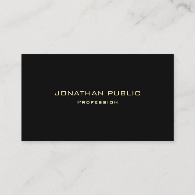 Modern Elegant Gold Text Black Template Luxurious Business Card (Front)