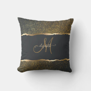 Modern Elegant Gold Touch Monogram Cushion
