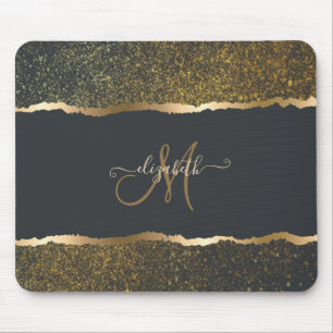Modern Elegant Gold Touch Monogram Mouse Mat