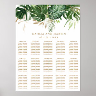 Modern Elegant Gold Tropical Wedding Seating Chart