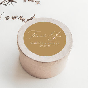 Modern Elegant Gold Wedding Thank You Classic Round Sticker