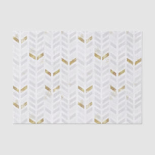 Modern Elegant Gold White Grey Painted Chevron Tissue Paper