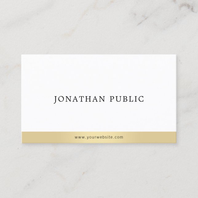 Modern Elegant Gold White Professional Simple Business Card (Front)