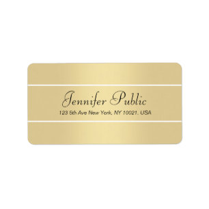 Modern Elegant Gold White Script Name Address Label