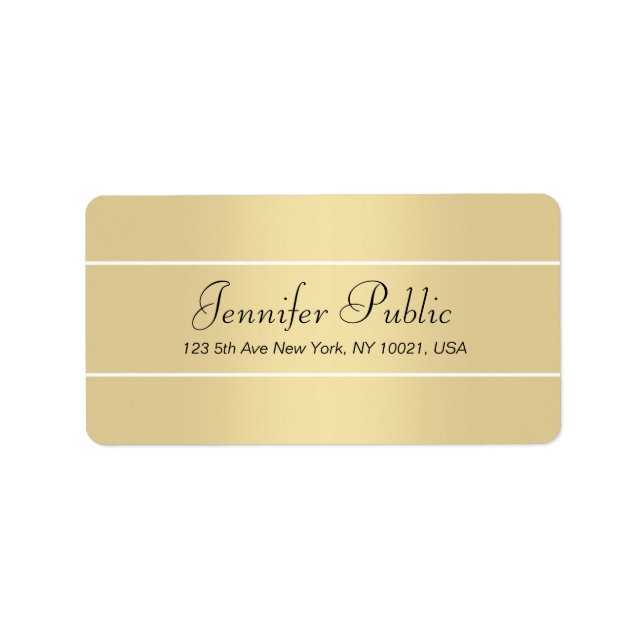 Modern Elegant Gold White Script Name Address Label (Front)