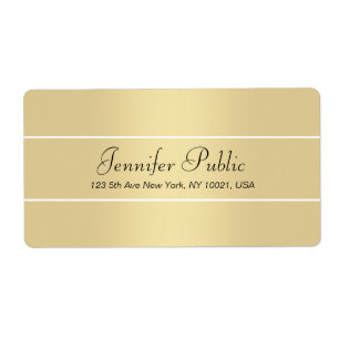 Modern Elegant Gold White Script Name Shipping