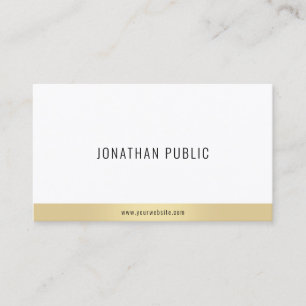 Modern Elegant Gold White Simple Professional Business Card