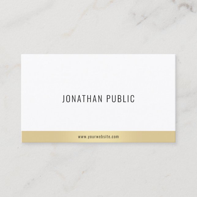 Modern Elegant Gold White Simple Professional Business Card (Front)