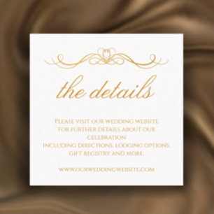 Modern Elegant Gold & White Wedding Details Enclosure Card