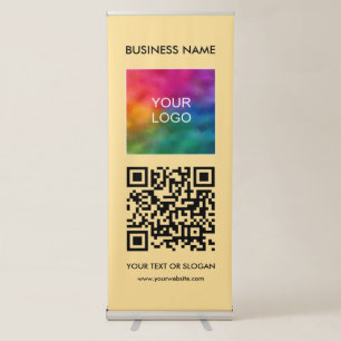 Modern Elegant Gold Your Logo QR Code Vertical Retractable Banner
