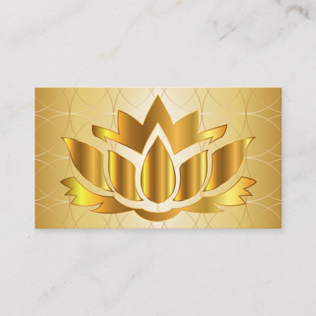 Modern elegant golden black lotus business card (Front)
