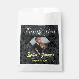 Modern Elegant Golden Diamond Custom Photo Wedding Favour Bags