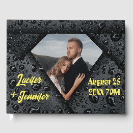 Modern Elegant Golden Diamond Custom Wedding  Guest Book