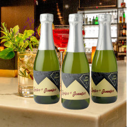 Modern Elegant Golden Diamond Custom Wedding  Sparkling Wine Label