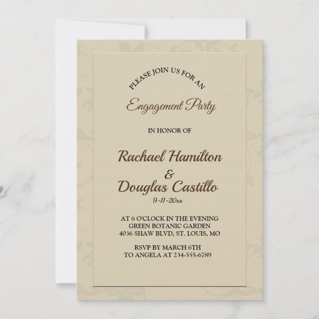 modern elegant golden engagement card (Front)