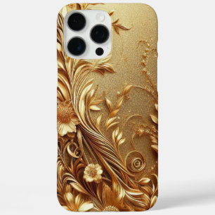Modern elegant golden floral curve iPhone 16 pro max case