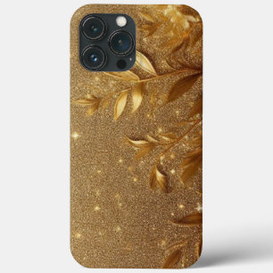 Modern elegant golden floral curve iPhone 13 pro max case