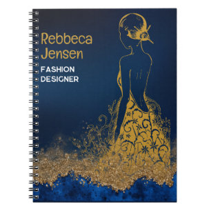 Modern Elegant golden Gown Summer Fashion Notebook