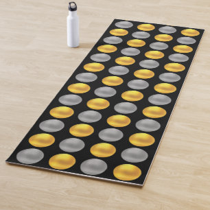 Modern Elegant Golden & Silver Dots on Black Yoga Mat