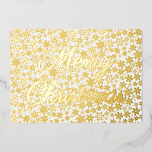 Modern elegant golden snowflakes Merry Christmas Foil Holiday Card