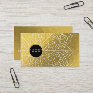 Modern Elegant GoldMandala Pattern Yoga Instructor Business Card