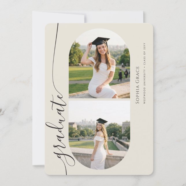 Modern Elegant Grad Arch Photo Collage Graduation Invitation (Front)