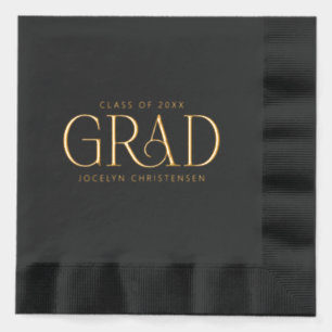 Modern Elegant Grad Gold Foil Stamped Napkins
