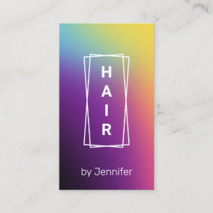 Modern elegant gradient colourful holographic hair business card