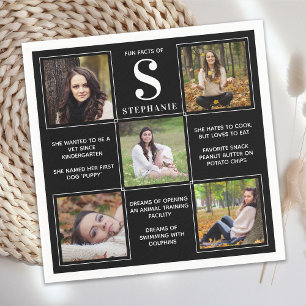 Modern Elegant Graduate Fun Facts Unique 5 Photo Napkin