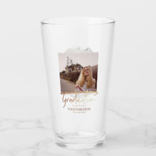 Modern Elegant Graduation 2 Photos Favor Beer Glass
