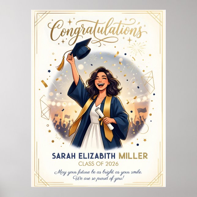 Modern Elegant Graduation Card Template 2026 Poster (Front)