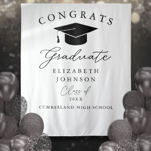 Modern Elegant Graduation Photo Backdrop Tapestry
