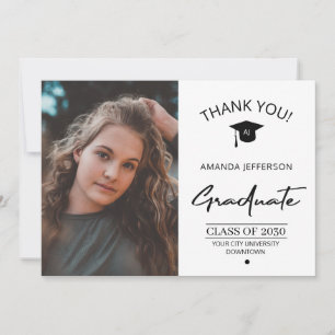 Modern elegant graduation photo graduate thank you card