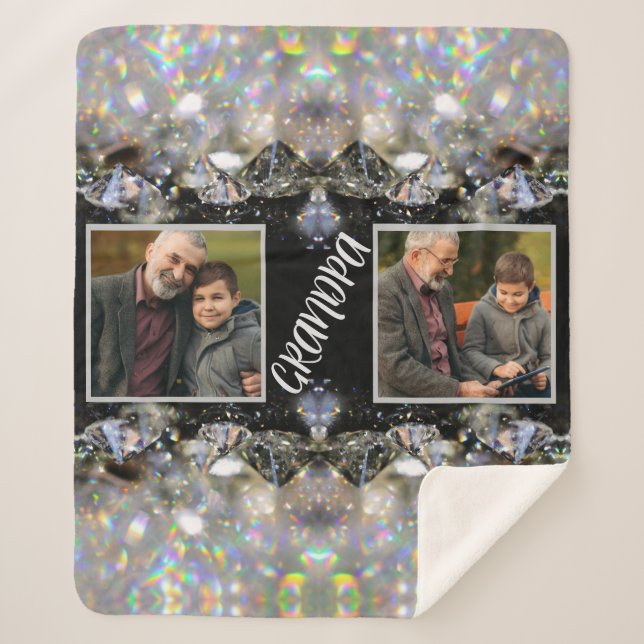Modern Elegant Grandfather Create Your Own Photos  Sherpa Blanket (Front)