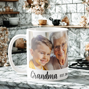 Modern elegant grandma personalized photo collage coffee mug