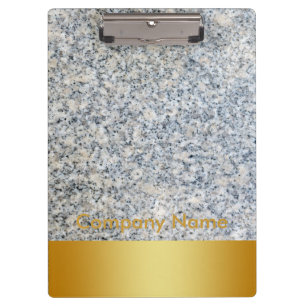 Modern Elegant Granite Gold Faux Foil Company Logo Clipboard