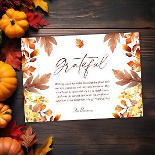 Modern Elegant Grateful Fall Thanksgiving Holiday Card