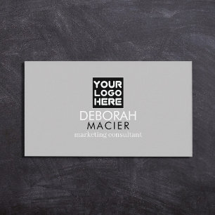 Modern Elegant Gray Business Card with Logo Image