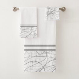 Modern elegant gray sketch bath towel set